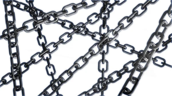 Beyaz arka plan 3d soyut olarak zincirleri