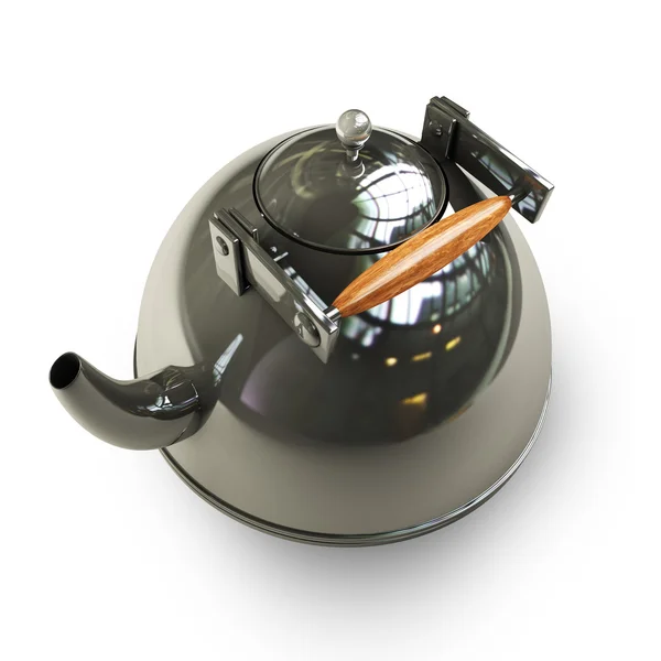 Steel teapot isolated on white background. — Stock Photo, Image