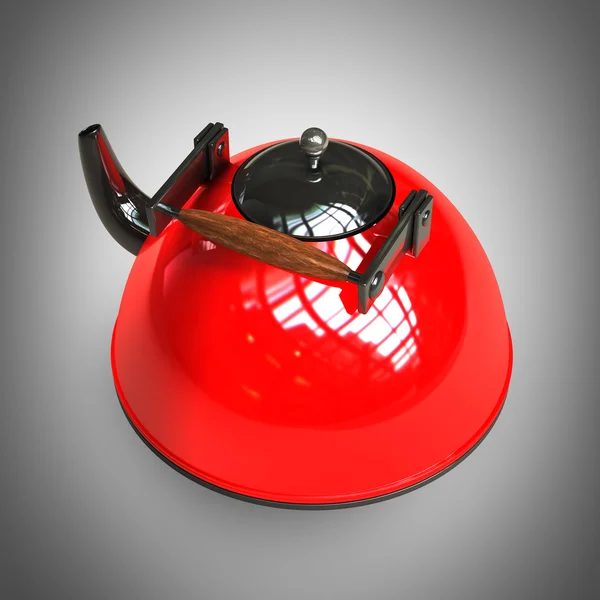Красный чайник. Высокое разрешение 3D рендеринга — стоковое фото