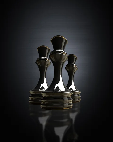 Black chess Queen background 3d illustration. high resolution — Stock Photo, Image