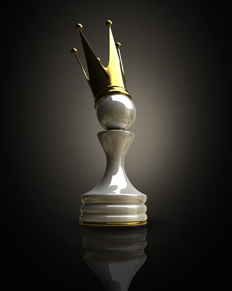 Peão em uma coroa dourada ilustração 3d. alta resolução — Fotografia de Stock