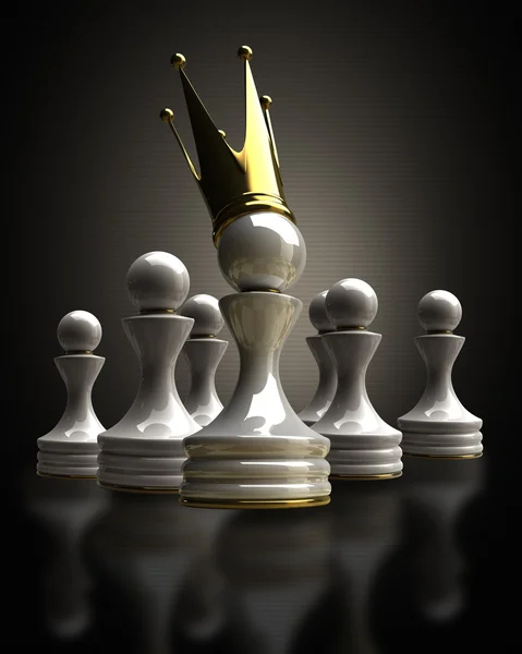 Pawn in a golden crown High resolution 3D — Stock Photo, Image