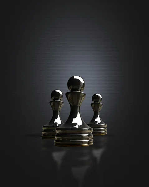 暗い背景の 3 d イラストレーションで黒のチェスのポーン. — ストック写真