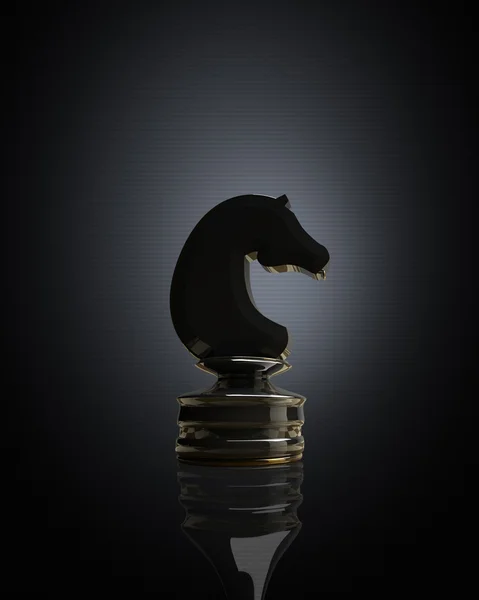 Black chess horse in the dark background 3d illustration. high resolution — Stock Photo, Image