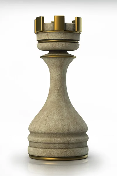 Chess Castle Stone isolé sur fond blanc. Haute résolution. Image 3D — Photo