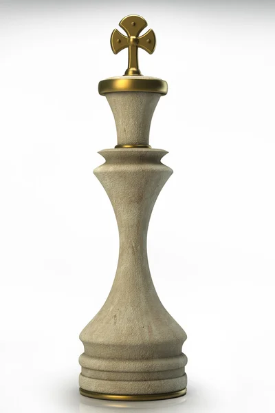 Chess King Stone isolé sur fond blanc . — Photo