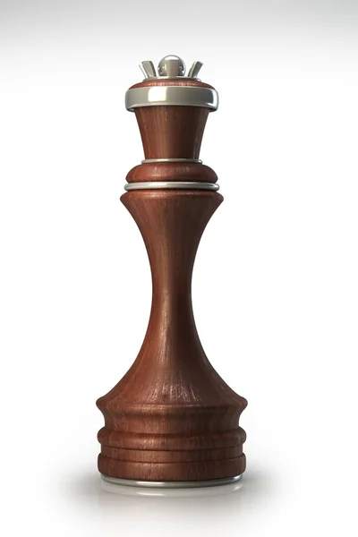 Rainha de xadrez de madeira isolada no fundo branco — Fotografia de Stock