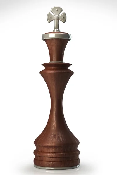 Schachkönig Holz isoliert auf weißem Hintergrund — Stockfoto