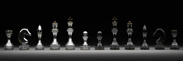 Chess set isolated on black 3d render — Stock Photo, Image