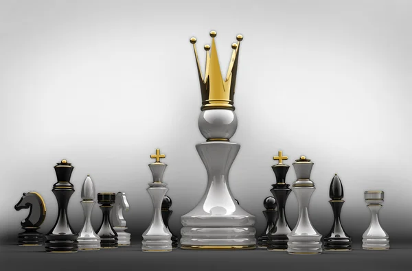 The pawn has won. Chess. 3d illustration. — Stock Photo, Image