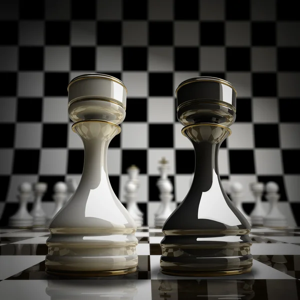 Black vs wihte chess rook background 3d illustration. high resolution — Stock Photo, Image