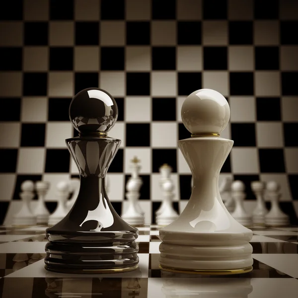 arka plan sepya tone illüstrasyon siyah vs wihte satranç piyon.