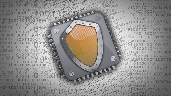 Rocessor unit CPU with security shield concept — Stock Photo, Image