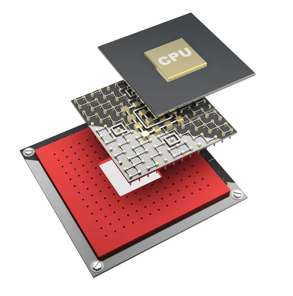 CPU microchip per computer smontata . — Foto Stock