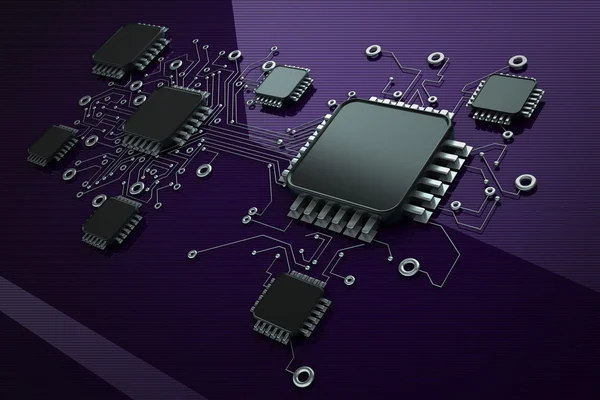 Circuit board.background haute résolution 3d image générée numériquement — Photo