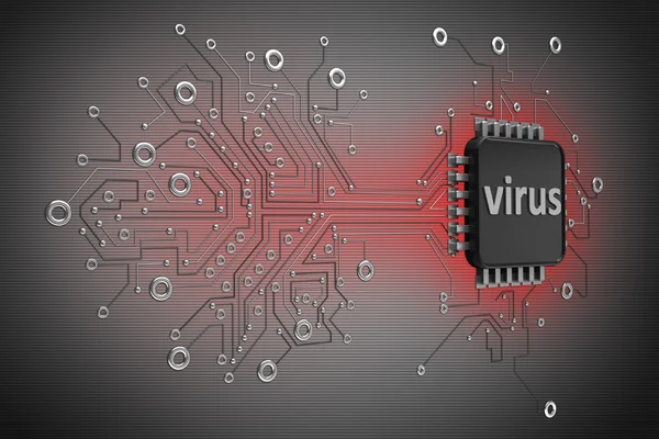 Board.virus κύκλωμα υψηλής ανάλυσης 3d ψηφιακά παραγόμενη εικόνα — Φωτογραφία Αρχείου