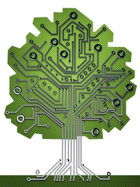 Devre levhasını ağaç arka plan illüstrasyon. yüksek çözünürlük