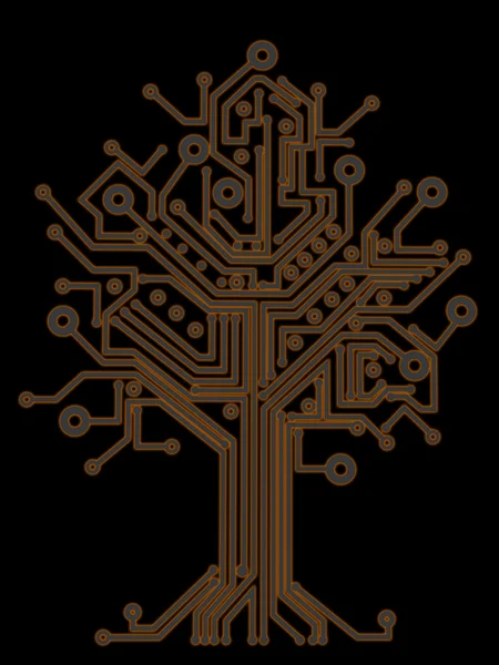 Carte de circuit imprimé arbre fond illustration 3d. haute résolution — Photo