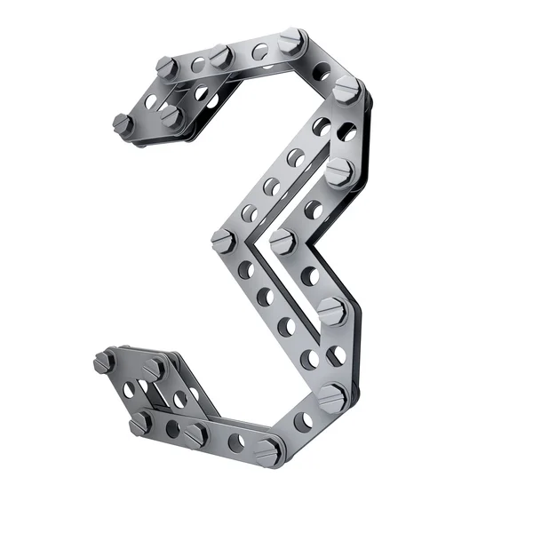 Metallic figure (3) with rivets and screws — Stock Photo, Image