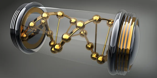 Sample DNA on balck background 3d abstract — Stock Photo, Image