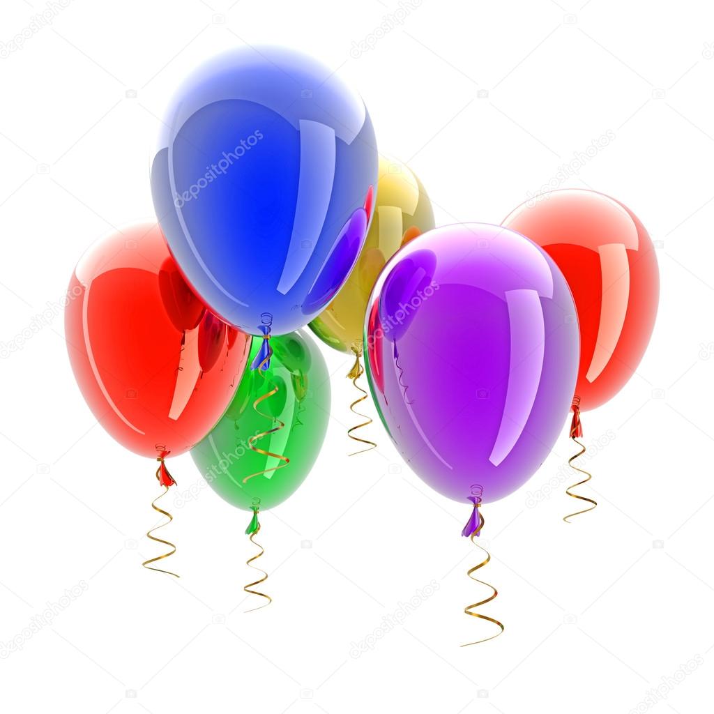 Multicolored Balloons Isolated On White Background Multicolored Balloons Isolated On White Background