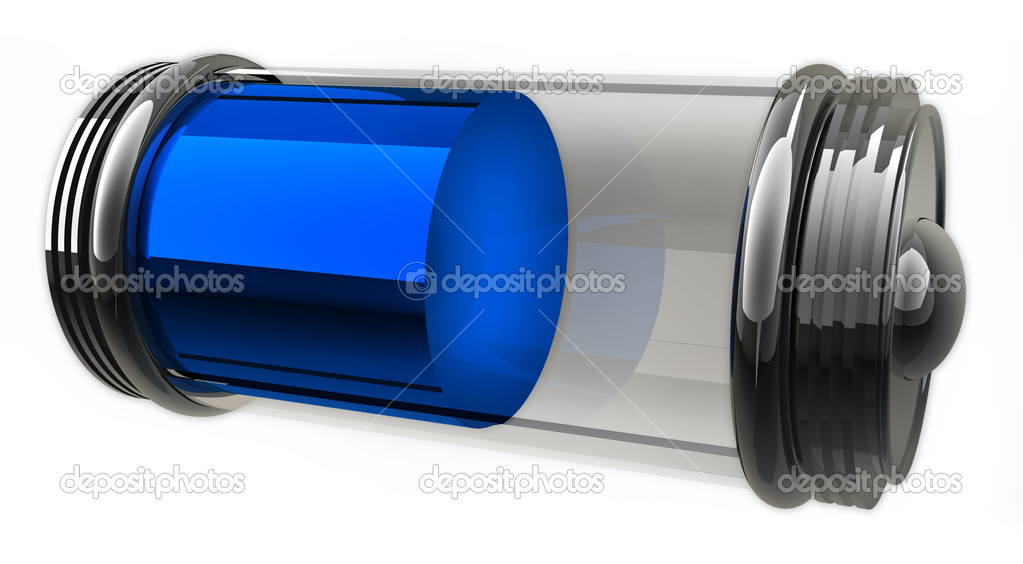 3d illustration of charged battery on white background