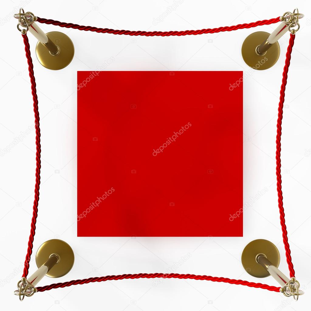 Barrier rope and red carpet isolated on white background High resolution 3D