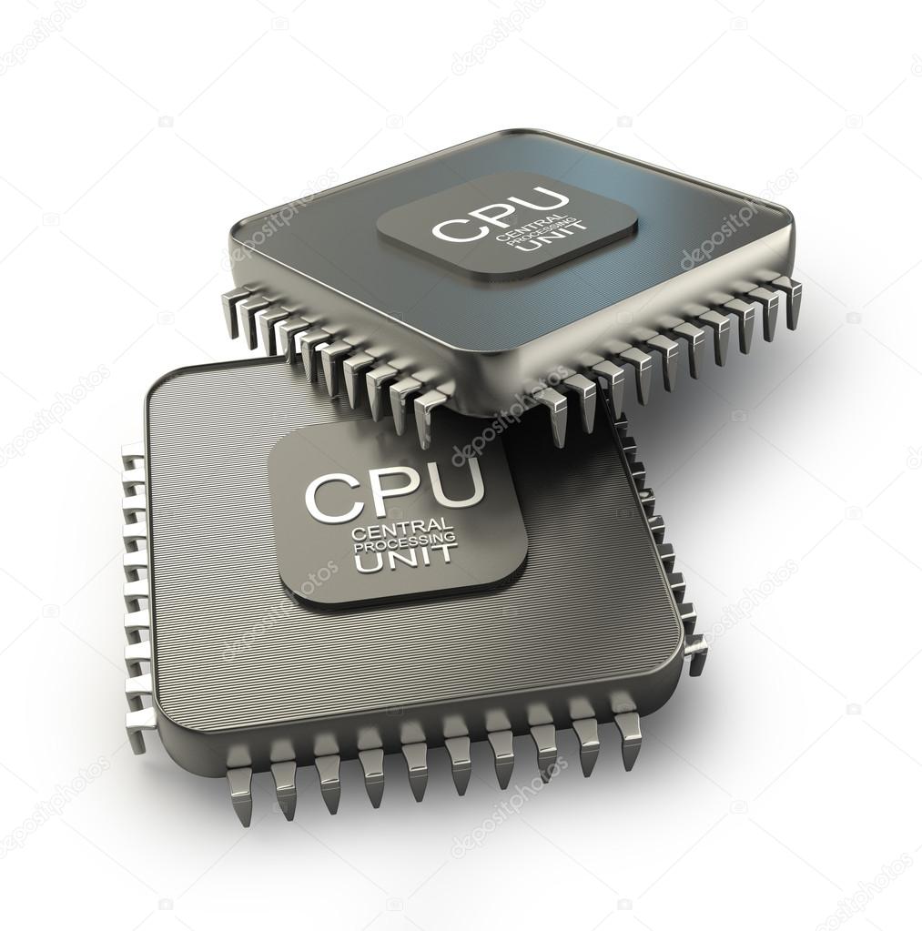 Processor unit concept isolated on white background 3d render