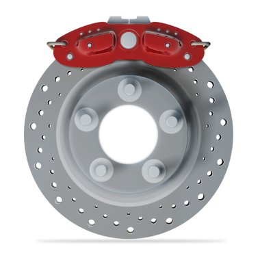fren disk kırmızı bir destek. Beyaz arka plan üzerinde izole
