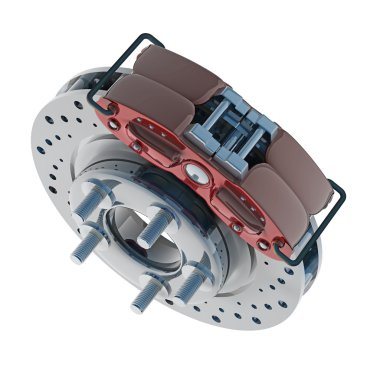 Kırmızı destekli fren diski.