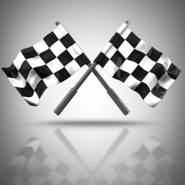 iki çapraz damalı bayrak. yüksek çözünürlükte 3d render