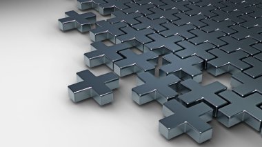 Abstract puzzle from crosses 3d background