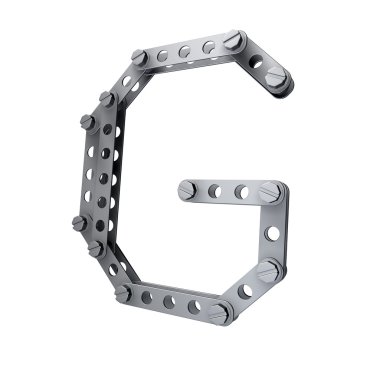 Perçinler ve vidalar ile metalik mektup (G)