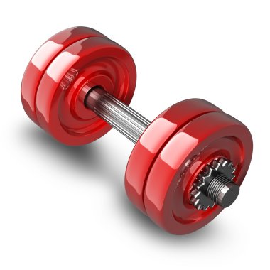 dumbbell kırmızı beyaz zemin üzerine izole.