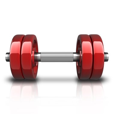 dumbbell kırmızı beyaz zemin üzerine izole.