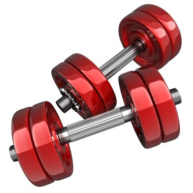 dumbbell kırmızı beyaz zemin üzerine izole.