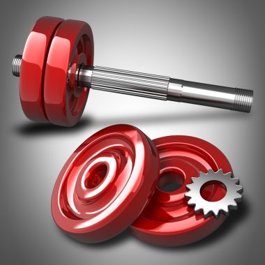dumbell kırmızı. yüksek çözünürlükte 3d render