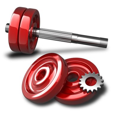 dumbbell kırmızı beyaz zemin üzerine izole.