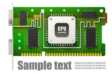 Beyaz arka plan üzerinde 3d render izole gpu grafik kartı