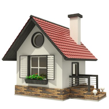 3d ev beyaz arka plan üzerinde yüksek çözünürlüklü izole