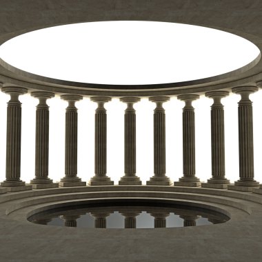 Eski sütunları olan antik stili.