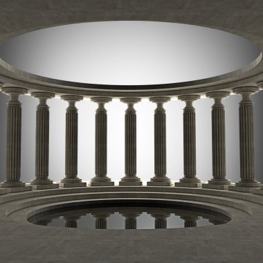 Eski sütunları olan antik stili.