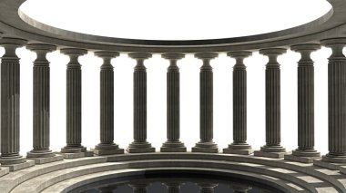 Eski sütunları olan antik stili.