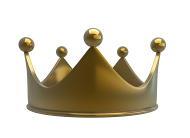 Golden crown 3d render izole