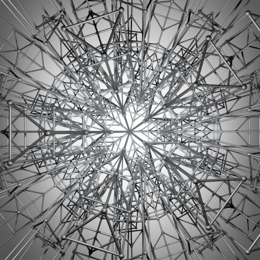 3D render gümüş parlak molekül yapısı