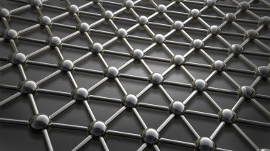 basit çelik moleküler yapısı üzerinde kırmızı arka plan 3d