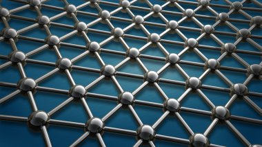 basit çelik moleküler yapısı üzerinde mavi arka plan 3d