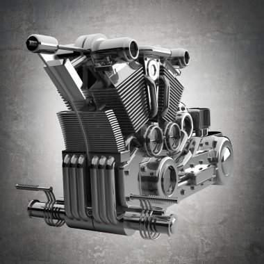 Krom motosiklet motoru.