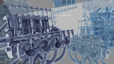 soyut motoru 3d teknoloji arka planda. mavi