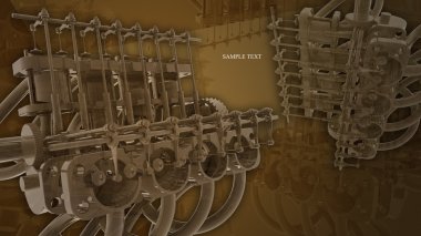 soyut motoru 3d teknoloji arka planda. kahverengi